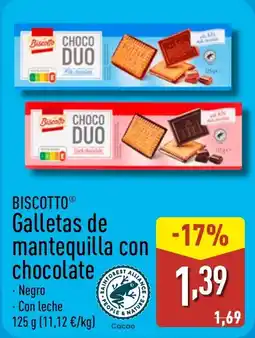 ALDI BISCOTTO Galletas de mantequilla con chocolate oferta