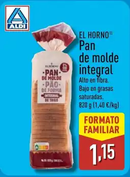 ALDI EL HORNO Pan de molde integral oferta