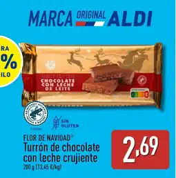 ALDI FLOR DE NAVIDAD Turrón de chocolate con leche crujiente oferta