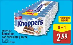 ALDI KNOPPERS Barquillos con chocolate y leche oferta