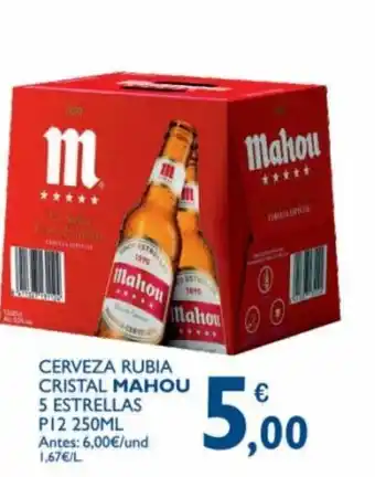 Cash Ecofamilia Cerveza Rubia Cristal Mahou 5 Estrellas P12 250 ml oferta