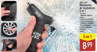 RIDE & GO Manómetro de neumáticos 5 en 1