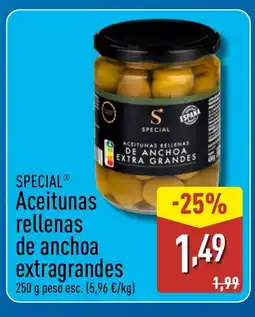 ALDI SPECIAL Aceitunas rellenas de anchoa extragrandes oferta