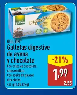 ALDI GULLON Galletas digestive de avena y chocolate oferta