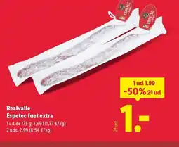 Lidl REALVALLE Espetec fuet extra oferta