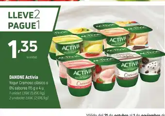 DANONE Activia Yogur Cremoso clásico o 0% sabores
