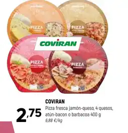 Coviran COVIRAN Pizza fresca jamón-queso, 4 quesos, atún-bacon o barbacoa oferta