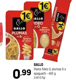 Coviran GALLO Pasta fideo 0, plumas 6 o spaguetti oferta