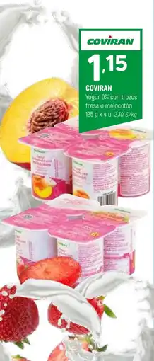 Coviran COVIRAN Yogur 0% con trozos fresa o melocotón oferta
