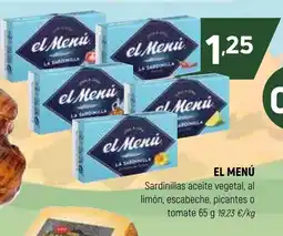 Coviran EL MENÚ Sardinillas aceite vegetal, al limón, escabeche, picantes o tomate oferta