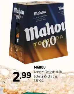 Coviran MAHOU Cerveza Tostada 0,0% botella oferta