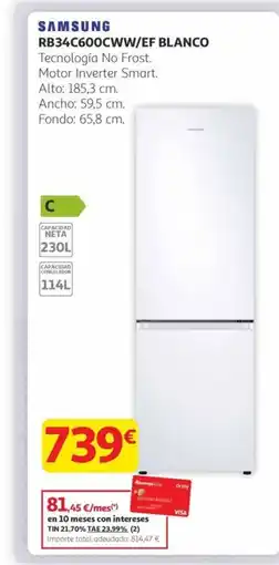 Alcampo SAMSUNG RB34C600CWW/EF BLANCO oferta