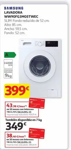 Alcampo SAMSUNG Lavadora WW90FG3M05TWEC oferta