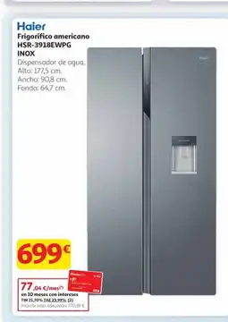 Alcampo HAIER Frigorífico americano HSR-3918EWPG oferta