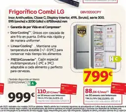 Alcampo LG Frigorífico Combi GBV3200CPY oferta
