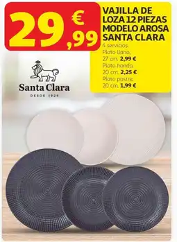 Alcampo SANTA CLARA Vajilla de loza 12 piezas modelo arosa oferta