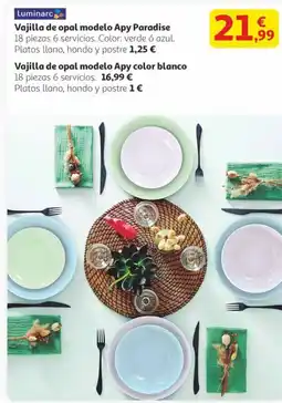 Alcampo LUMINARC Vajilla de opal modelo Apy Paradise oferta