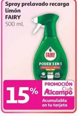 Alcampo FAIRY Spray prelavado recarga limón oferta