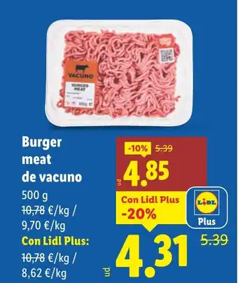 Burger meat de vacuno