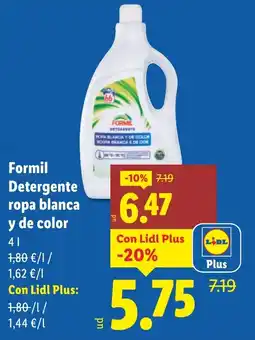 Lidl FORMIL Detergente ropa blanca y de color oferta