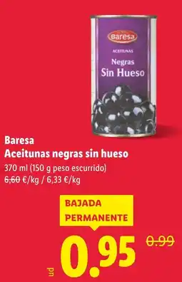 Lidl BARESA Aceitunas negras sin hueso oferta