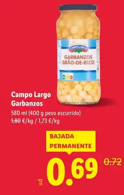 Lidl CAMPO LARGO Garbanzos oferta