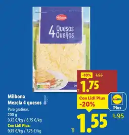 Lidl MILBONA Mezcla 4 quesos oferta