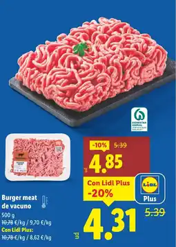 Lidl Burger meat de vacuno oferta