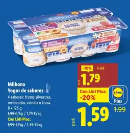 Lidl MILBONA Yogur de sabores oferta