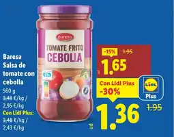 Lidl BARESA Salsa de tomate con cebolla oferta