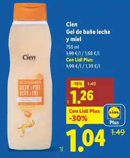 Lidl CIEN Gel de baño leche y miel oferta