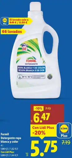 Lidl FORMIL Detergente ropa blanca y color oferta