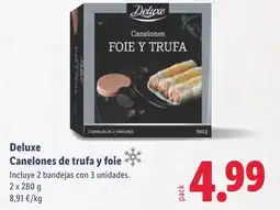 Lidl DELUXE Canelones de trufa y foie oferta