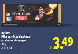 Lidl DELUXE Piña confitada bañada en chocolate negro oferta