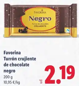 Lidl FAVORINA Turrón crujiente de chocolate negro oferta