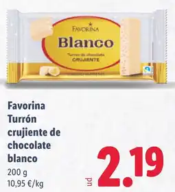 Lidl FAVORINA Turrón crujiente de chocolate blanco oferta
