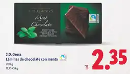 Lidl J.D.GROSS Láminas de chocolate con menta oferta