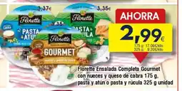 FROIZ FLORETTE Ensalada Completa Gourmet con nueces y queso de cabra, pasta y atún o pasta y rúcula oferta