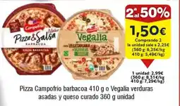 FROIZ Pizza Campofrío barbacoa o Vegalia verduras asadas y queso curado oferta