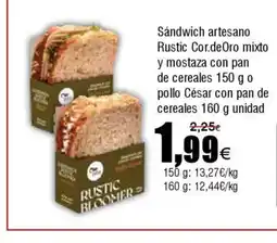 FROIZ Sándwich artesano Rustic Cor.de Oro mixto de cereales o pollo César con pan de cereales oferta