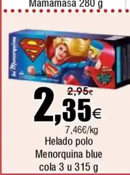 FROIZ Helado polo Menorquina blue cola oferta