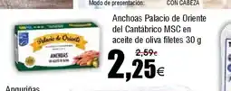 FROIZ Anchoas Palacio de Oriente del Cantábrico MSC en aceite de oliva filetes oferta