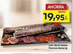 FROIZ Chorizo o salchichón cular ibérico bellota Florencio Gómez oferta