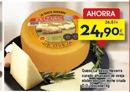 FROIZ Queso La Vasco Navarra curado ahumado de oveja elaborado con leche cruda D:O. Idiazabal oferta