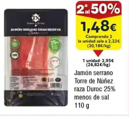 FROIZ Jamón serrano Torre de Núñez raza Duroc 25% menos de sal oferta