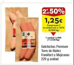 FROIZ Salchichas Premium Torre de Núñez Frankfurt o Mejicanas oferta