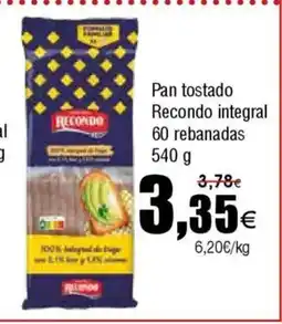 FROIZ RECONDO Pan tostado integral 60 rebanadas oferta