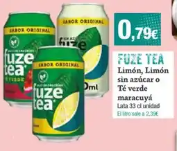 FROIZ FUZE TEA Limón, Limón sin azúcar o Té verde maracuyá oferta