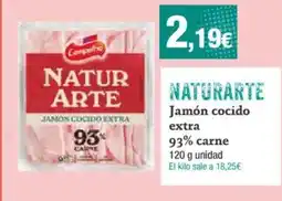 FROIZ NATURARTE Jamón cocido extra 93% carne oferta