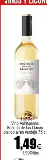 FROIZ Vino Valdepeñas Señorío de los Llanos blanco airén verdejo oferta